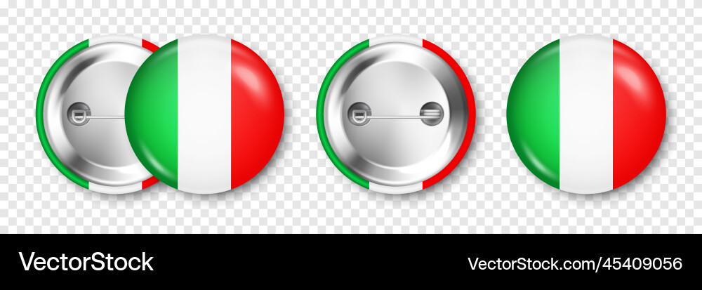 Realistic button badge with printed italian flag Realistic button badge with printed italian flag vector image
