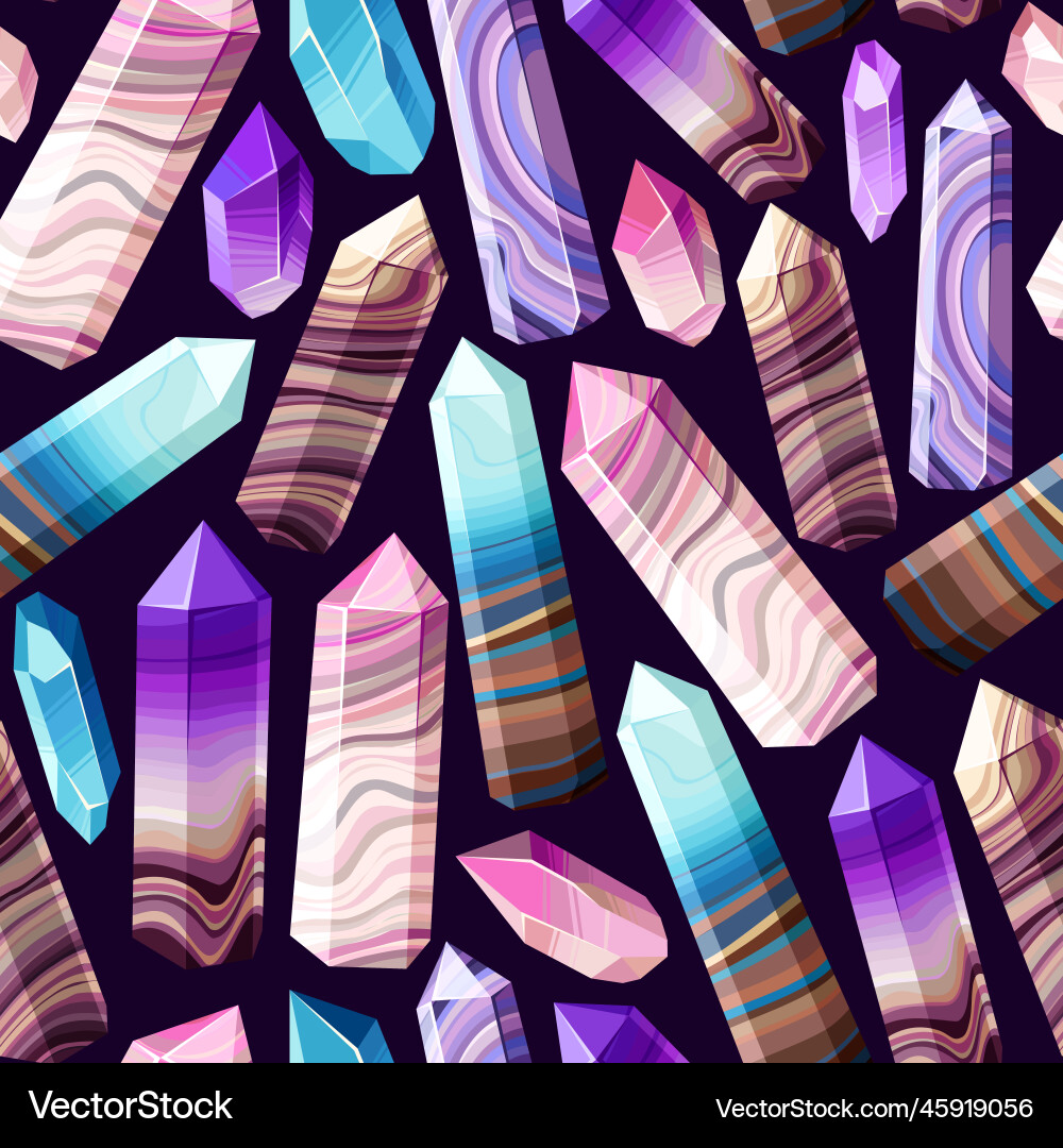 Seamless pattern with colorful crystal gems vector image