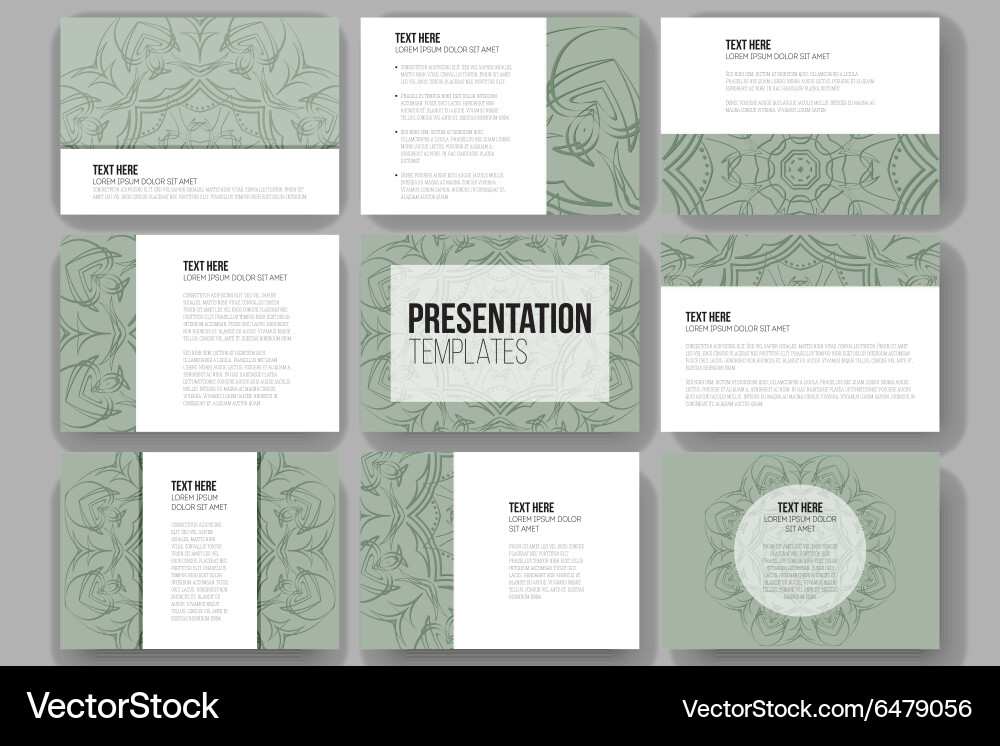 Set of 9 templates for presentation slides Vector Image