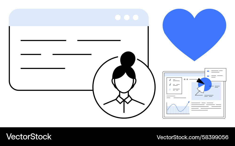 User Analytics Dashboard with Heart Icon Vector Image