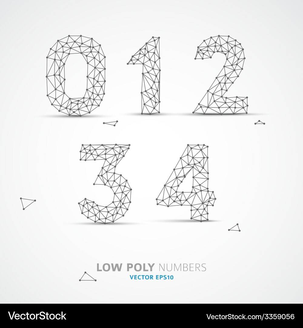 Wired Low Poly Numbers Font Vector Image