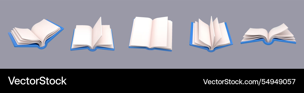 3d book open fly page of notebook different 3d book open fly page of notebook different vector image