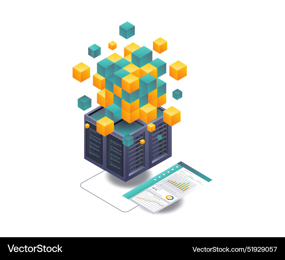 Analyzing blockchain server technology Analyzing blockchain server technology vector image