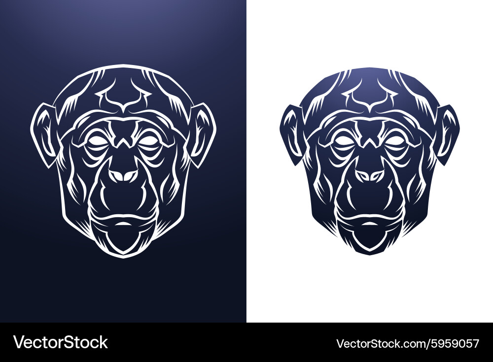 Retro Monkey Head Label vector image