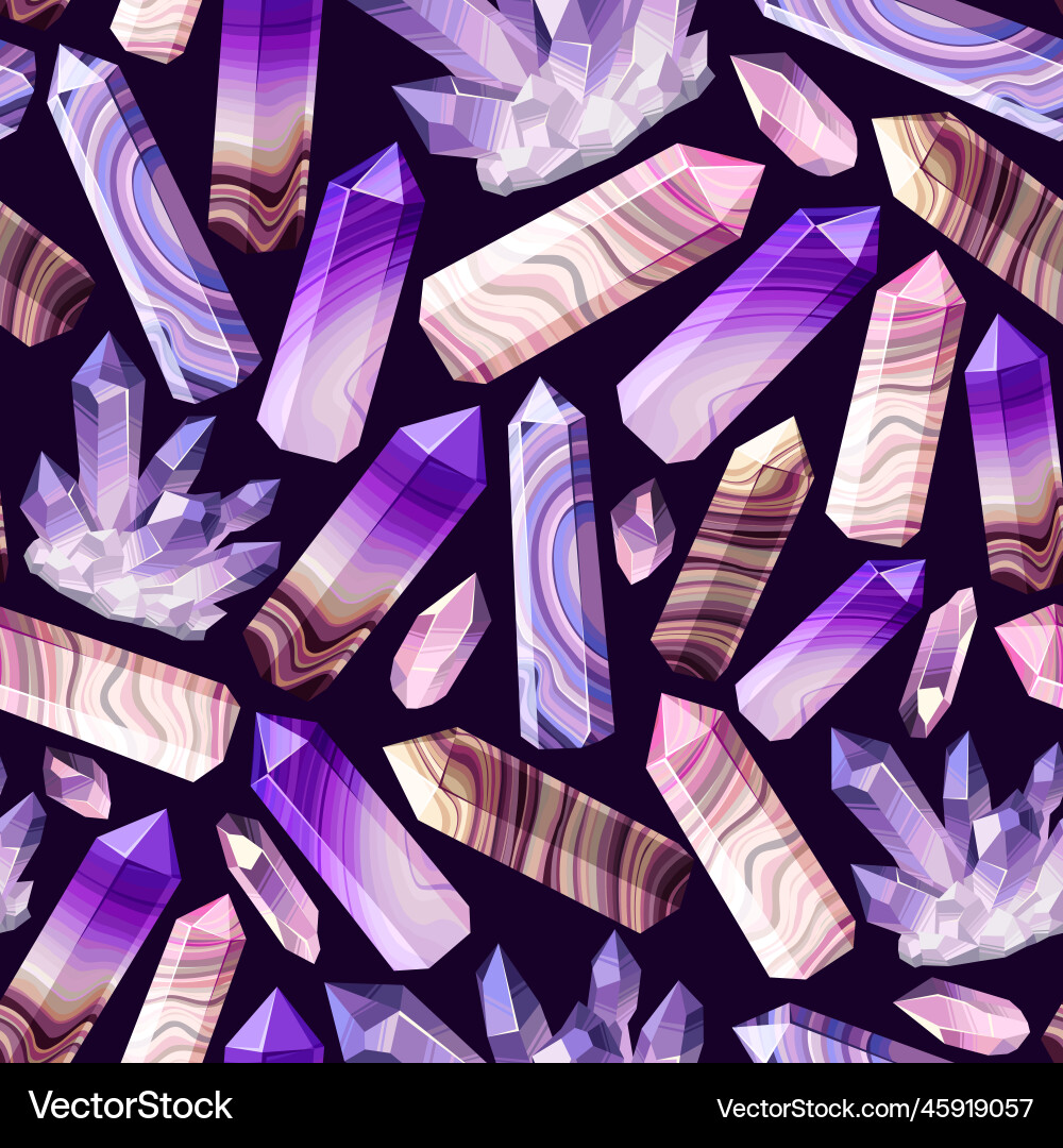 Seamless pattern with colorful crystal gems vector image