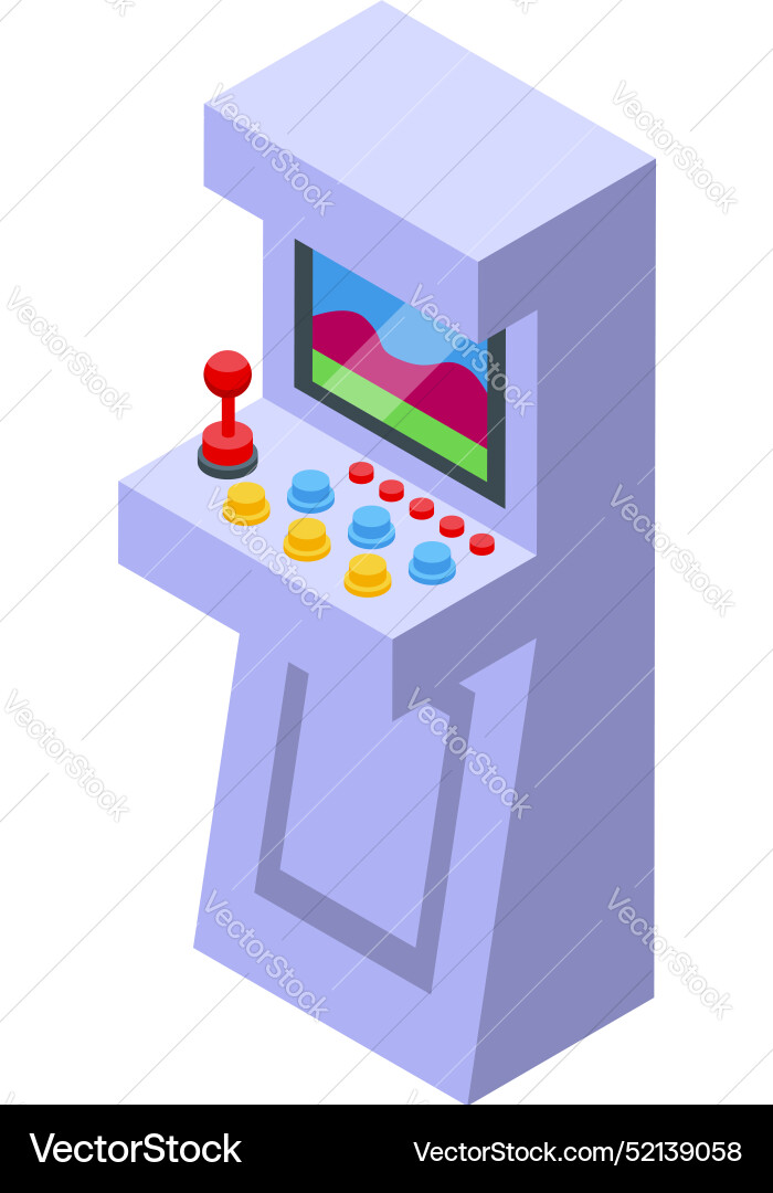 Arcade game machine displaying colorful pixels Vector Image