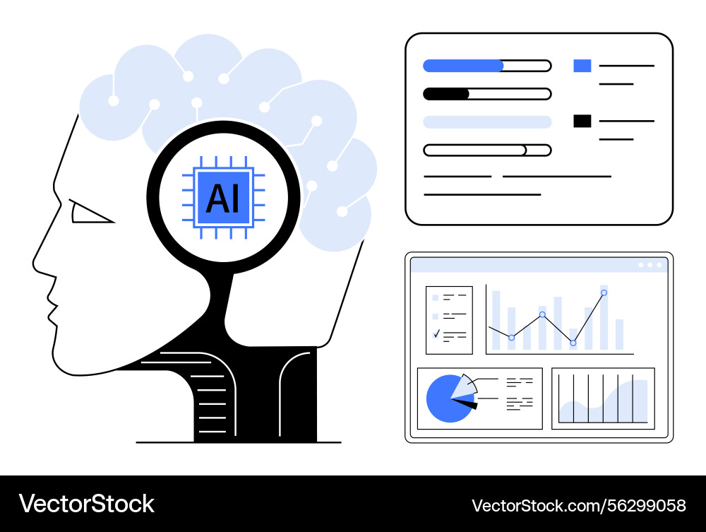 Artificial intelligence and data visualization Artificial intelligence and data visualization vector image