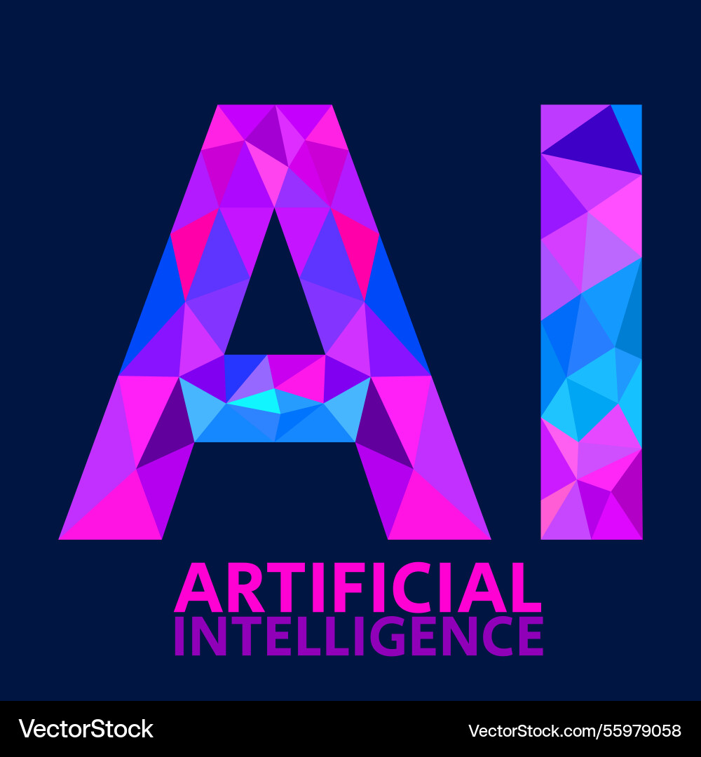 Artificial intelligence with polygonal colorful Artificial intelligence with polygonal colorful vector image