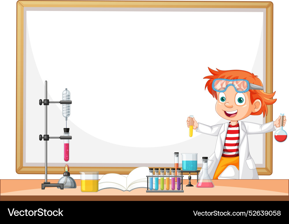 Child conducting experiments in a science lab Child conducting experiments in a science lab vector image