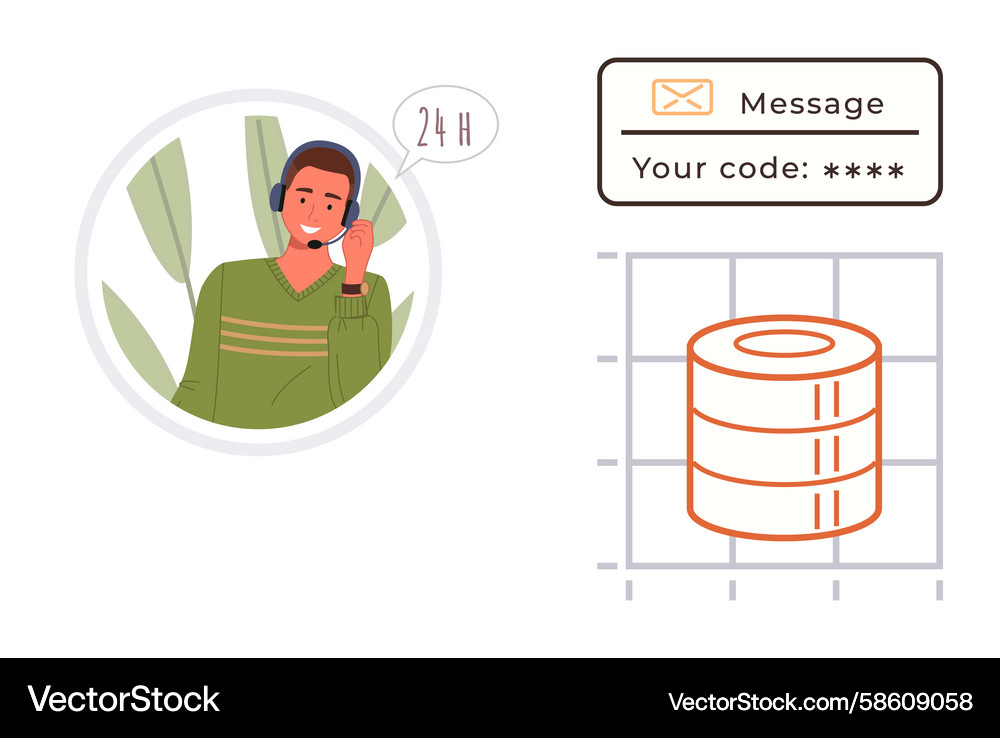 Customer support and secure code notification Vector Image