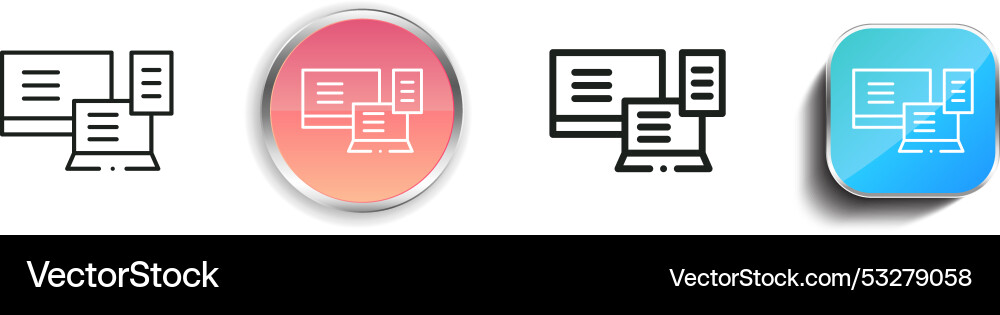 Devices icon thin linear regular and button style Devices icon thin linear regular and button style Vector Image