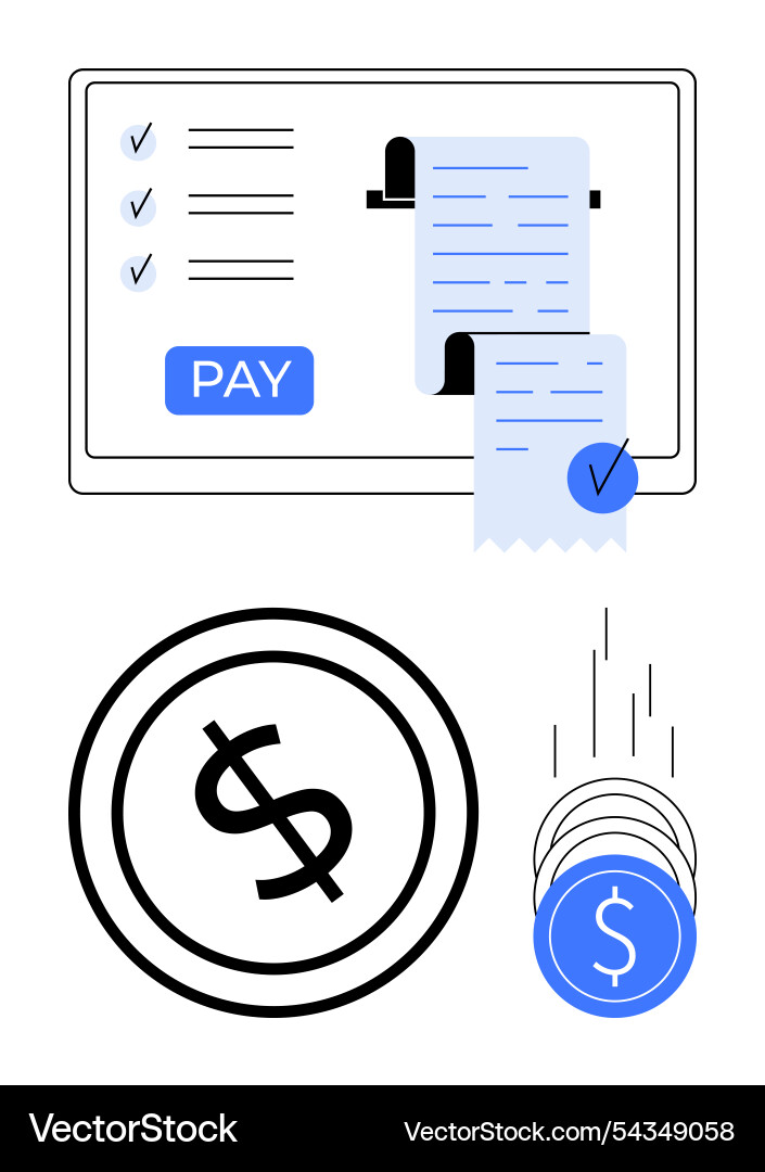 Digital payment process with invoice and dollar Digital payment process with invoice and dollar vector image
