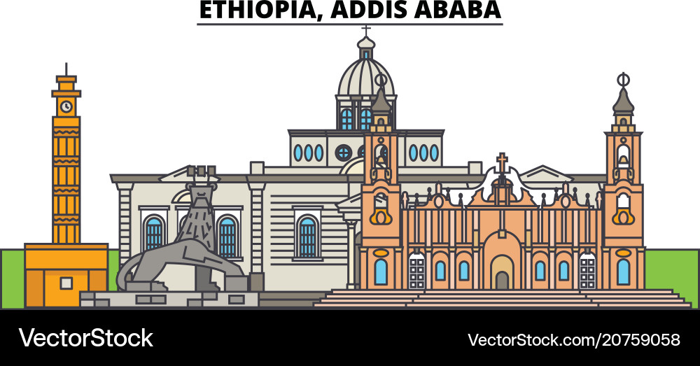 Ethiopia addis ababa city skyline architecture Ethiopia addis ababa city skyline architecture vector image