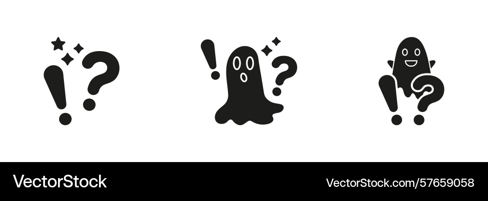Ghosts with exclamation and question marks solid Ghosts with exclamation and question marks solid Vector Image