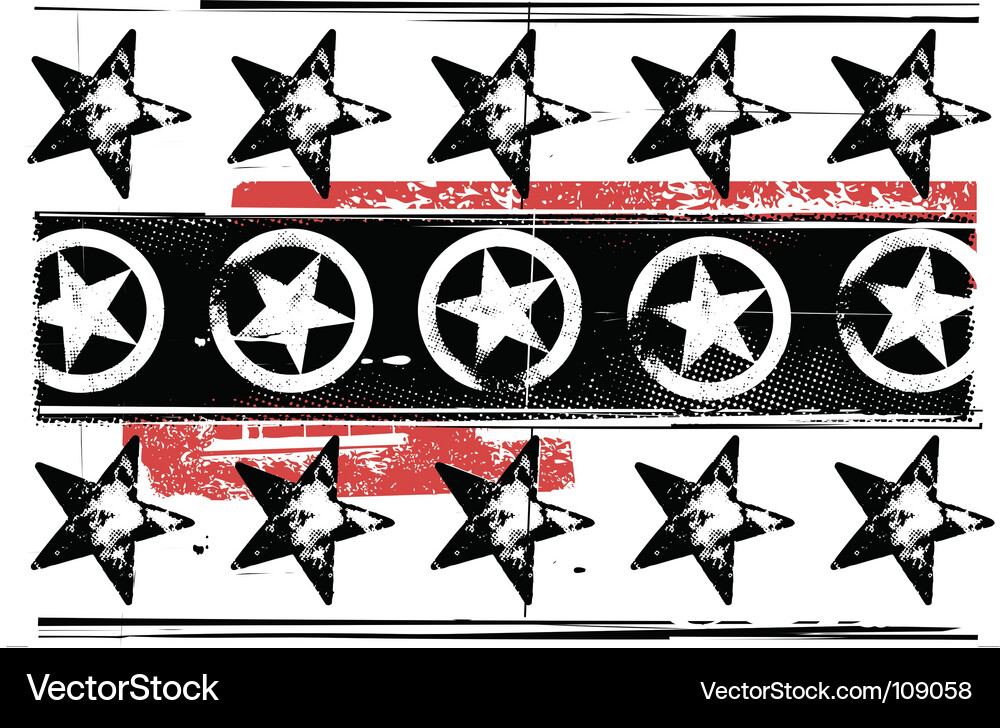 Grunge Star Motif Vector Image