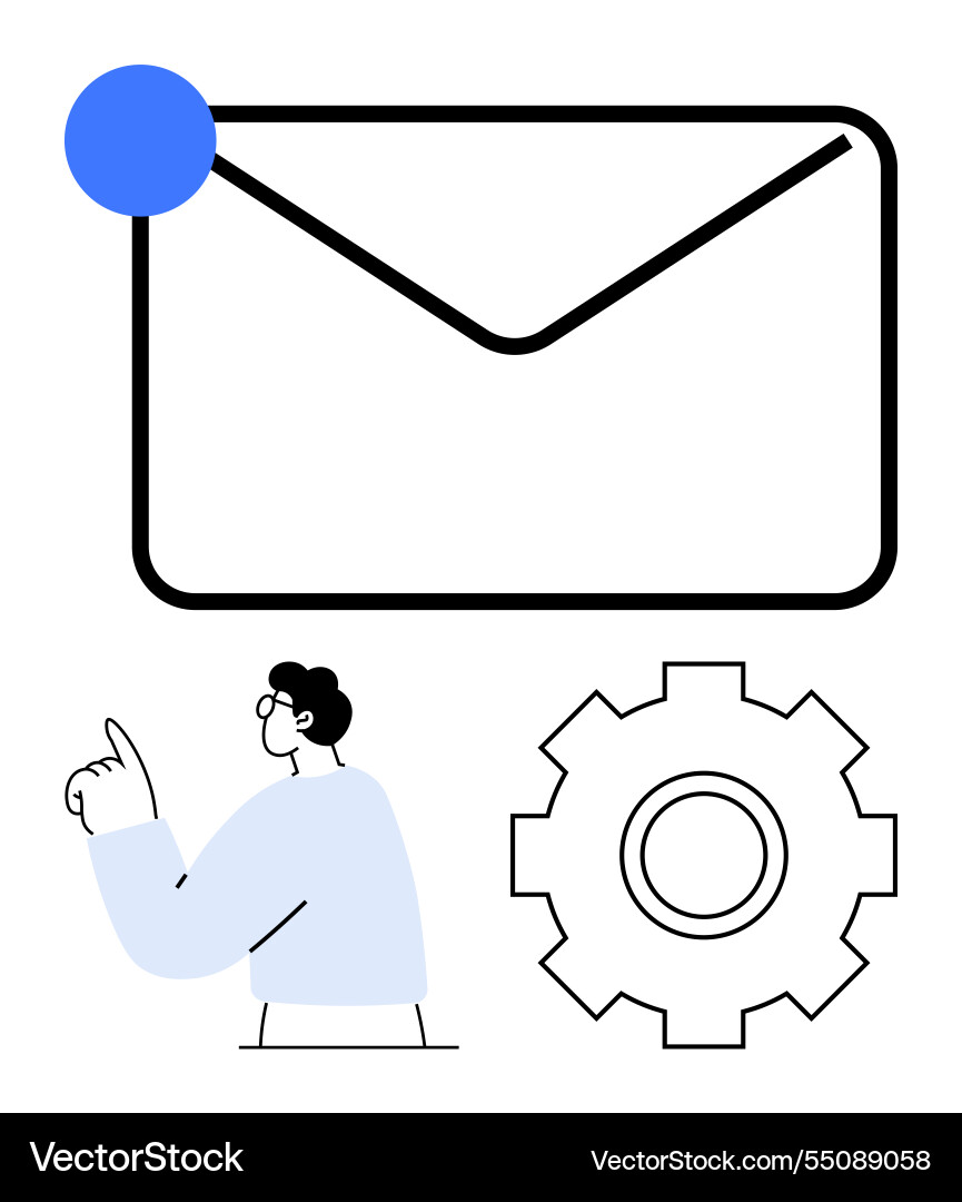 New email notification with user interaction New email notification with user interaction vector image