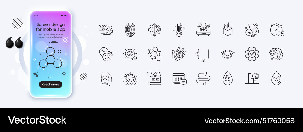 Puzzle time management and fingerprint line icons Puzzle time management and fingerprint line icons vector image
