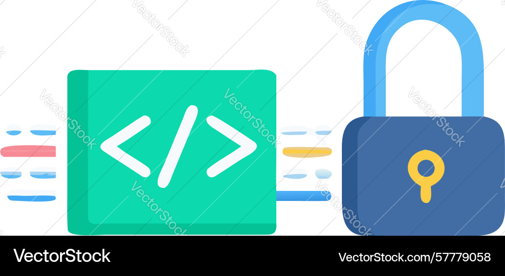 Sichere Programmiersprache und Datenschutz vektorbild
