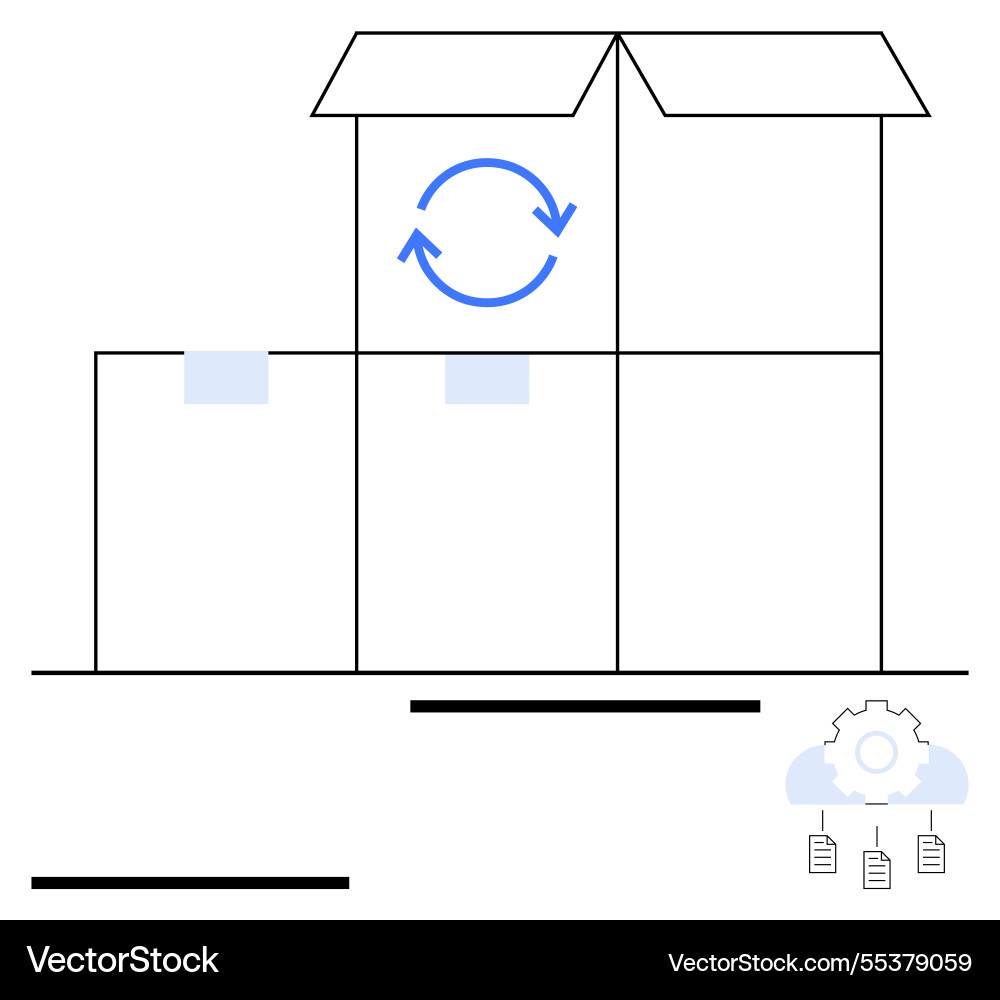 Boxes with recycling symbol representing circular Boxes with recycling symbol representing circular vector image