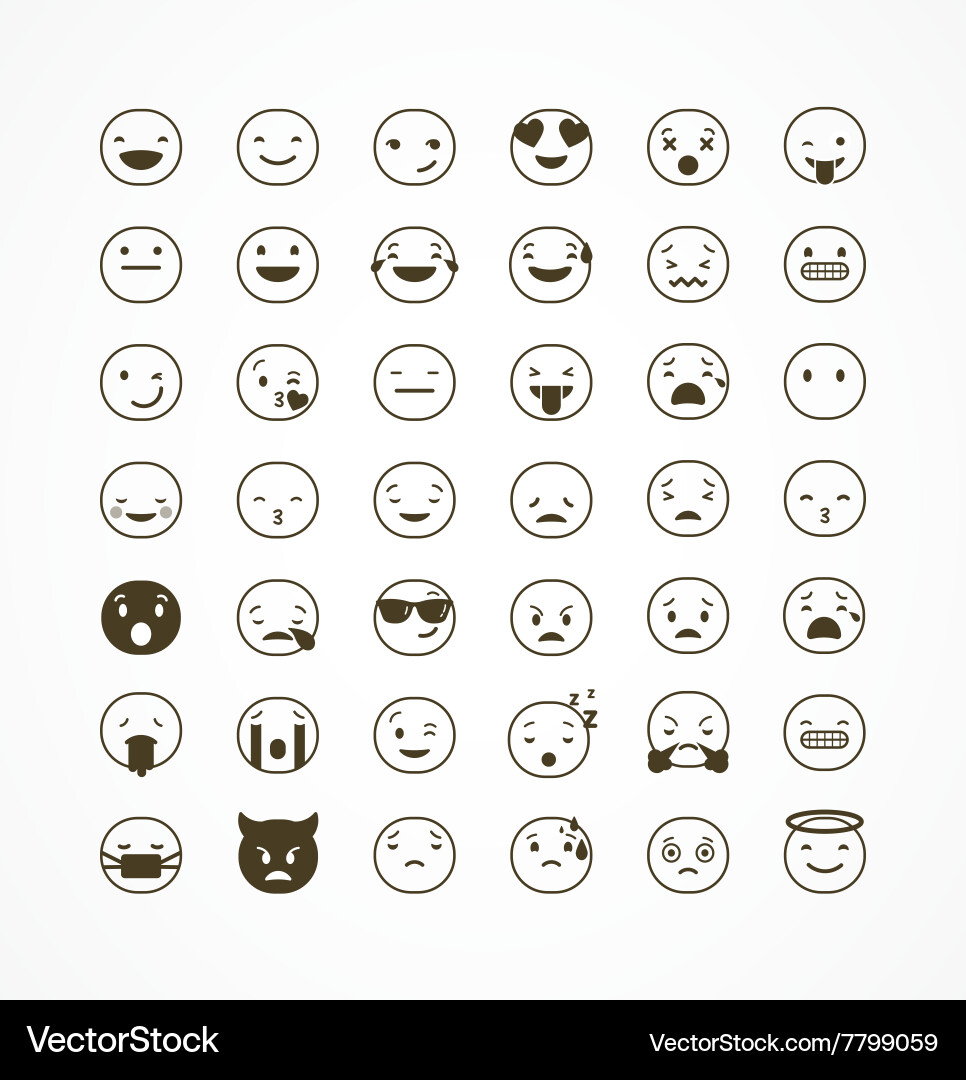 Collection of Diverse Emoji Faces Vector Image