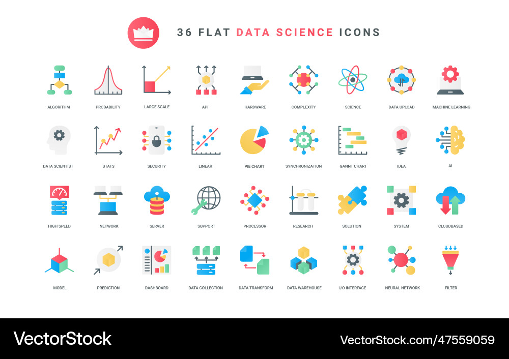 Data analysis neural network innovation Royalty Free Vector