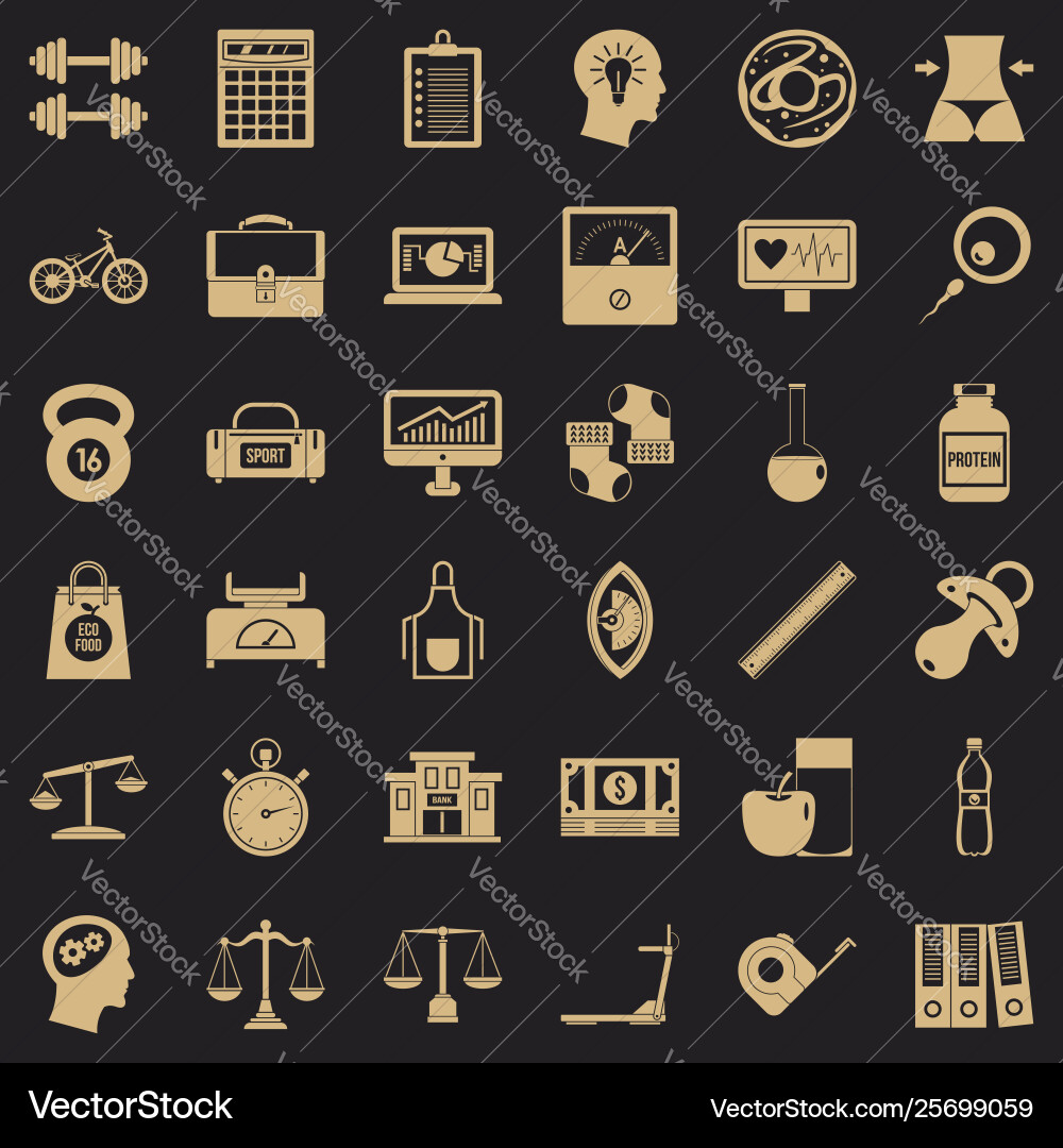 Dumpbell icons set simple style Vector Image