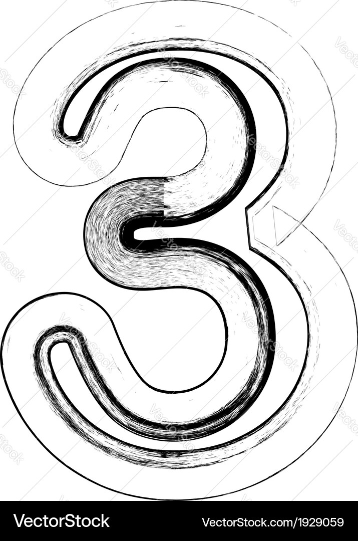Grunge font number 3 Vector Image