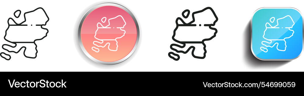 Holland icon thin linear regular and button style Holland icon thin linear regular and button style vector image
