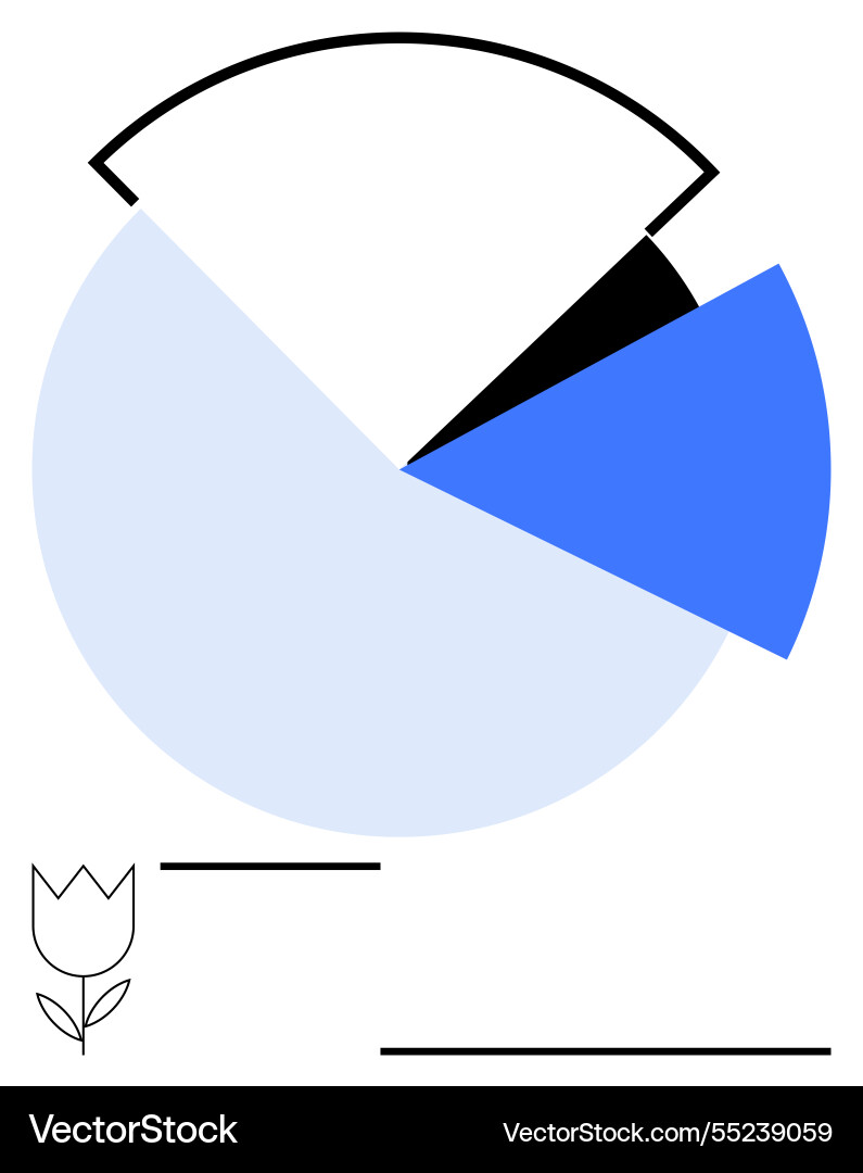 Minimalist pie chart with highlighted segment Minimalist pie chart with highlighted segment Vector Image