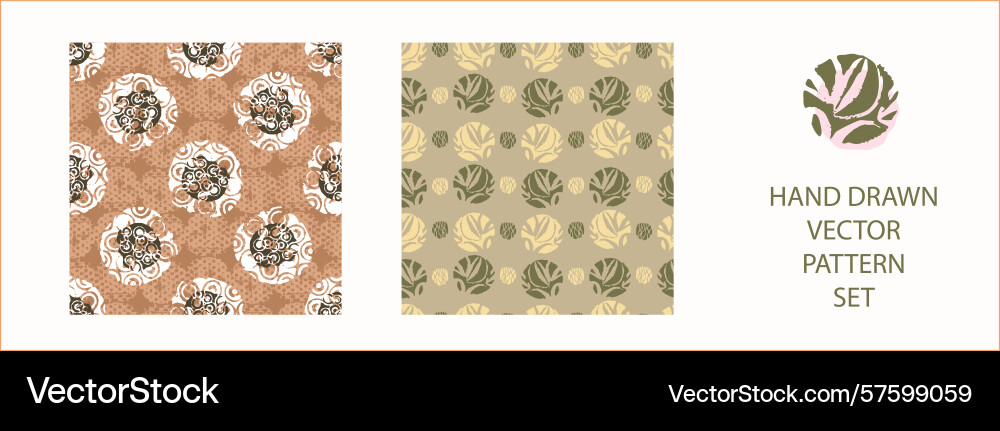 Polka dot blockprint seamless pattern set vector image