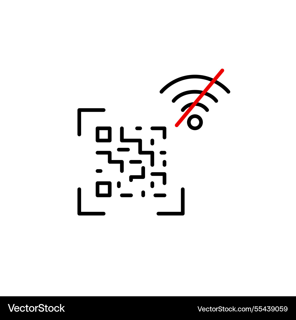 Qr code and no wi-fi symbol offline payments Qr code and no wi-fi symbol offline payments vector image