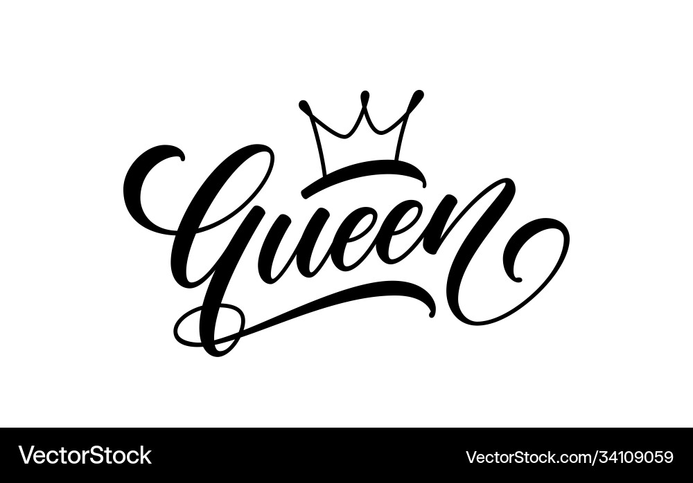Queen text trendy lettering for print design Vector Image