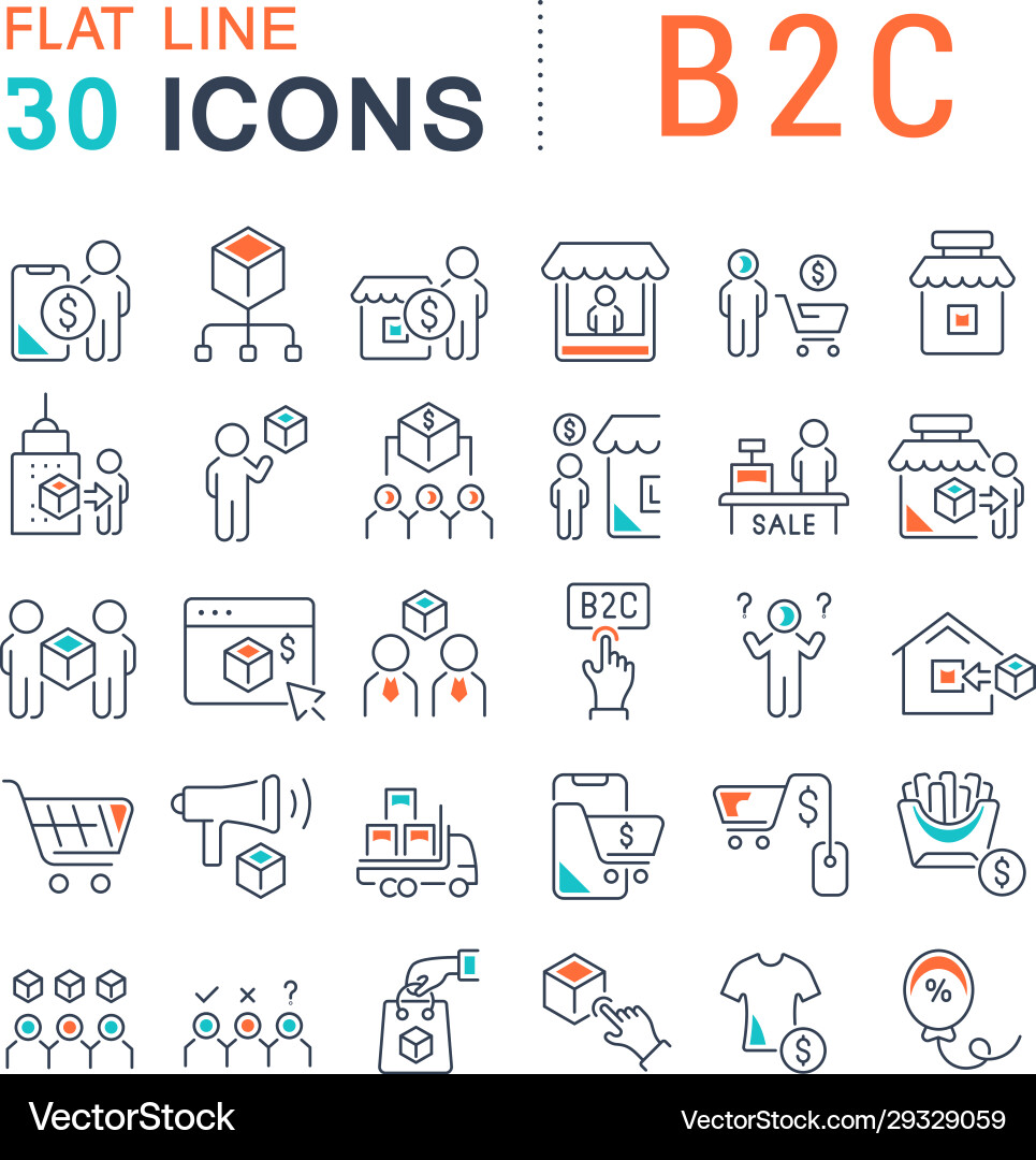 Set line icons b2c Set line icons b2c vector image