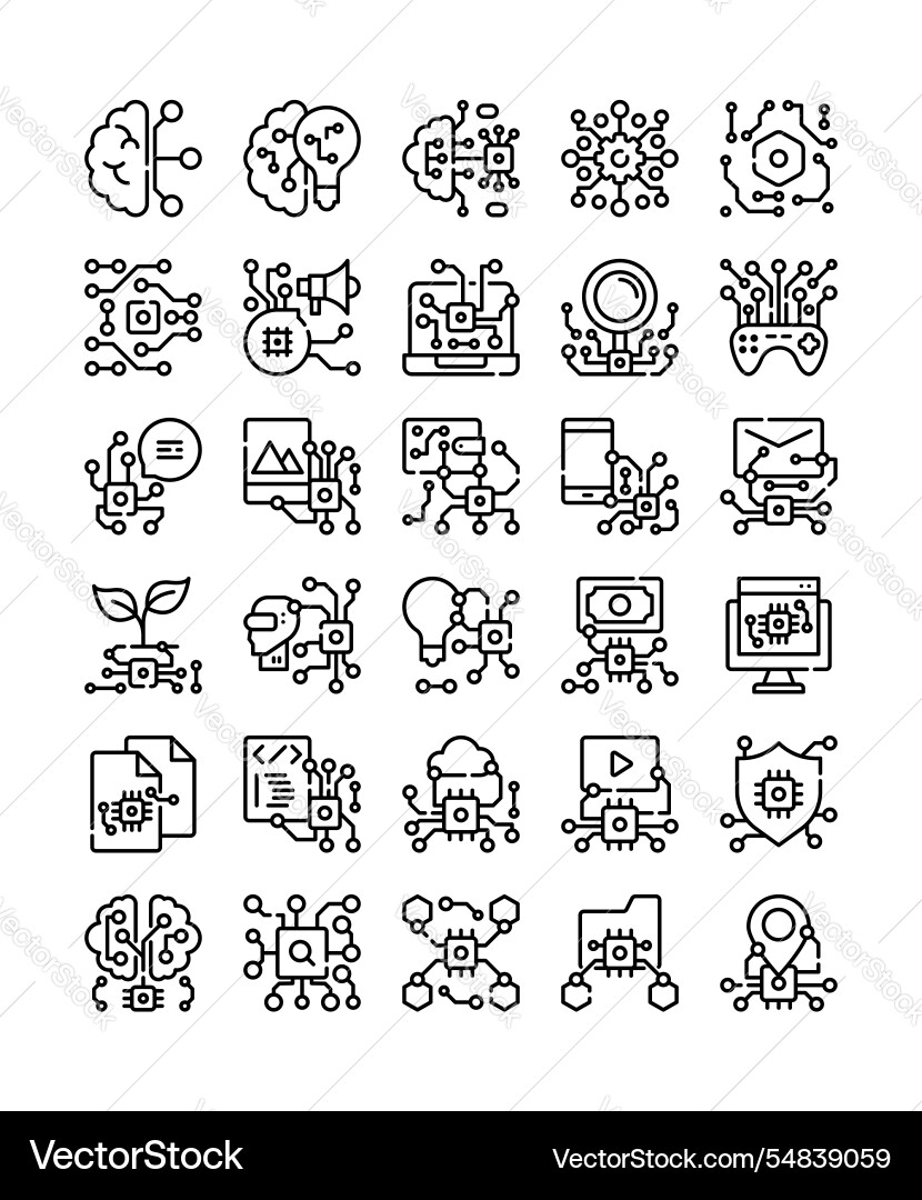 Set of artificial intelligence decoration element Set of artificial intelligence decoration element vector image