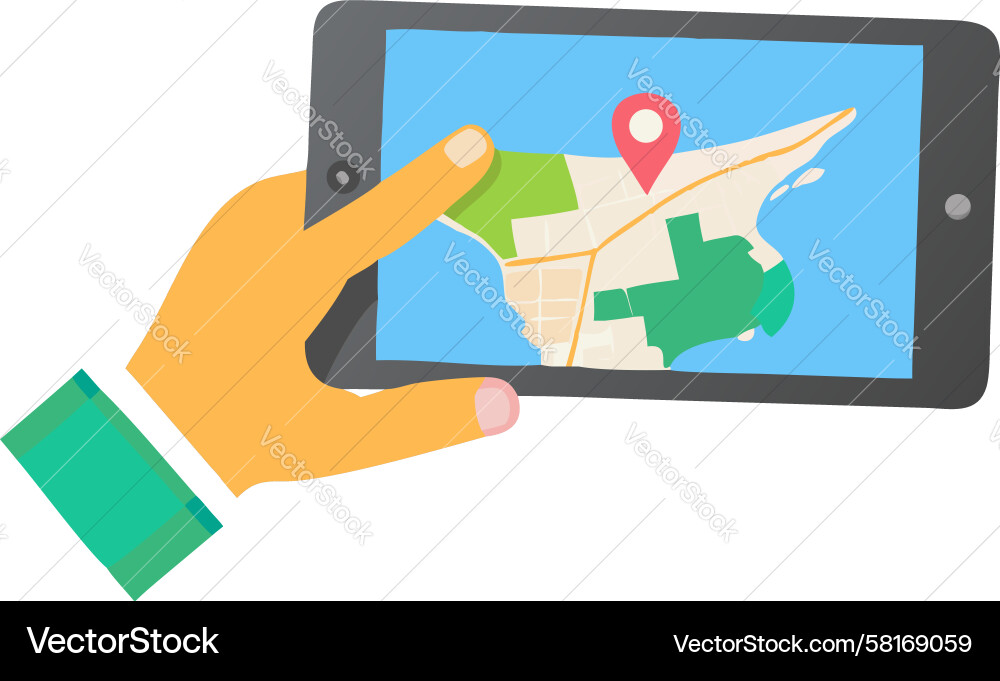 Tablet Navigation Map Vector Image
