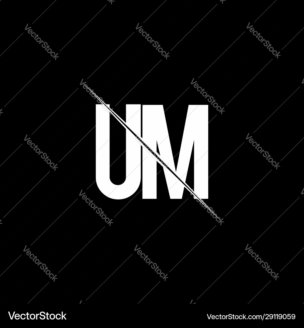 Um logo monogram with slash style design template Um logo monogram with slash style design template Vector Image