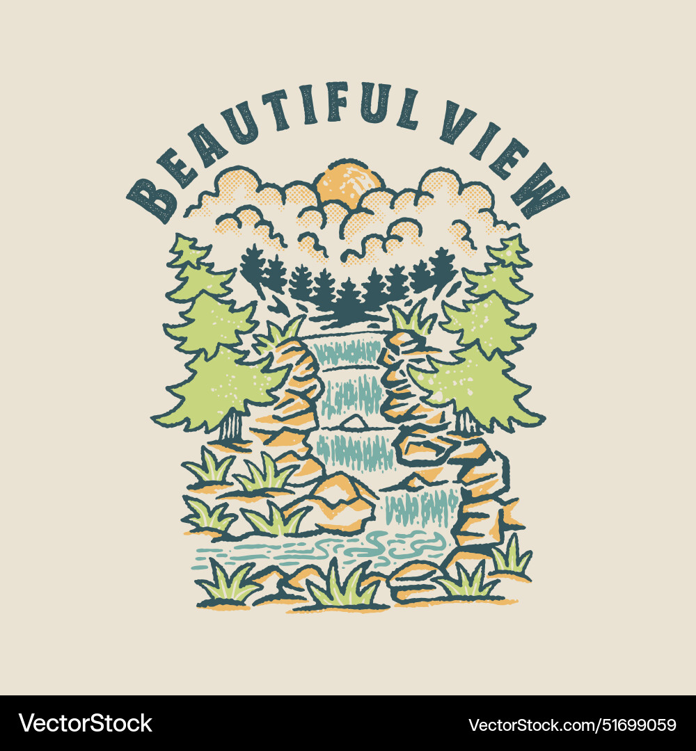 Waterfall landscape Royalty Free Vector Image - VectorStock