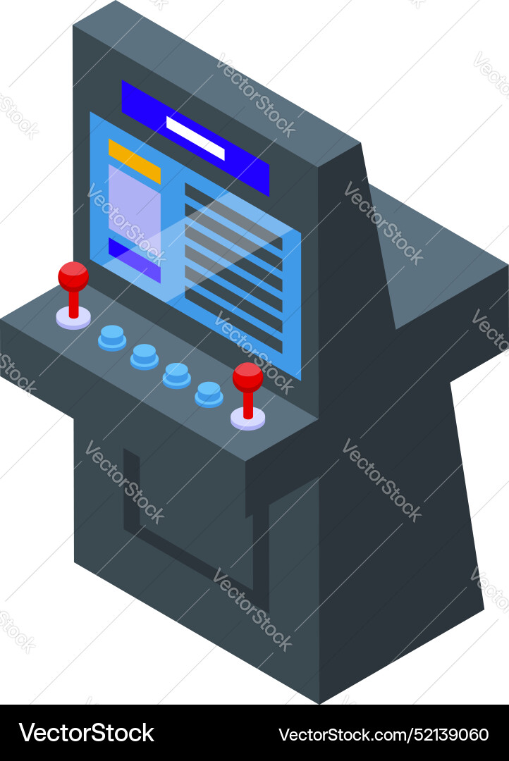 Arcade game machine displaying start screen Vector Image