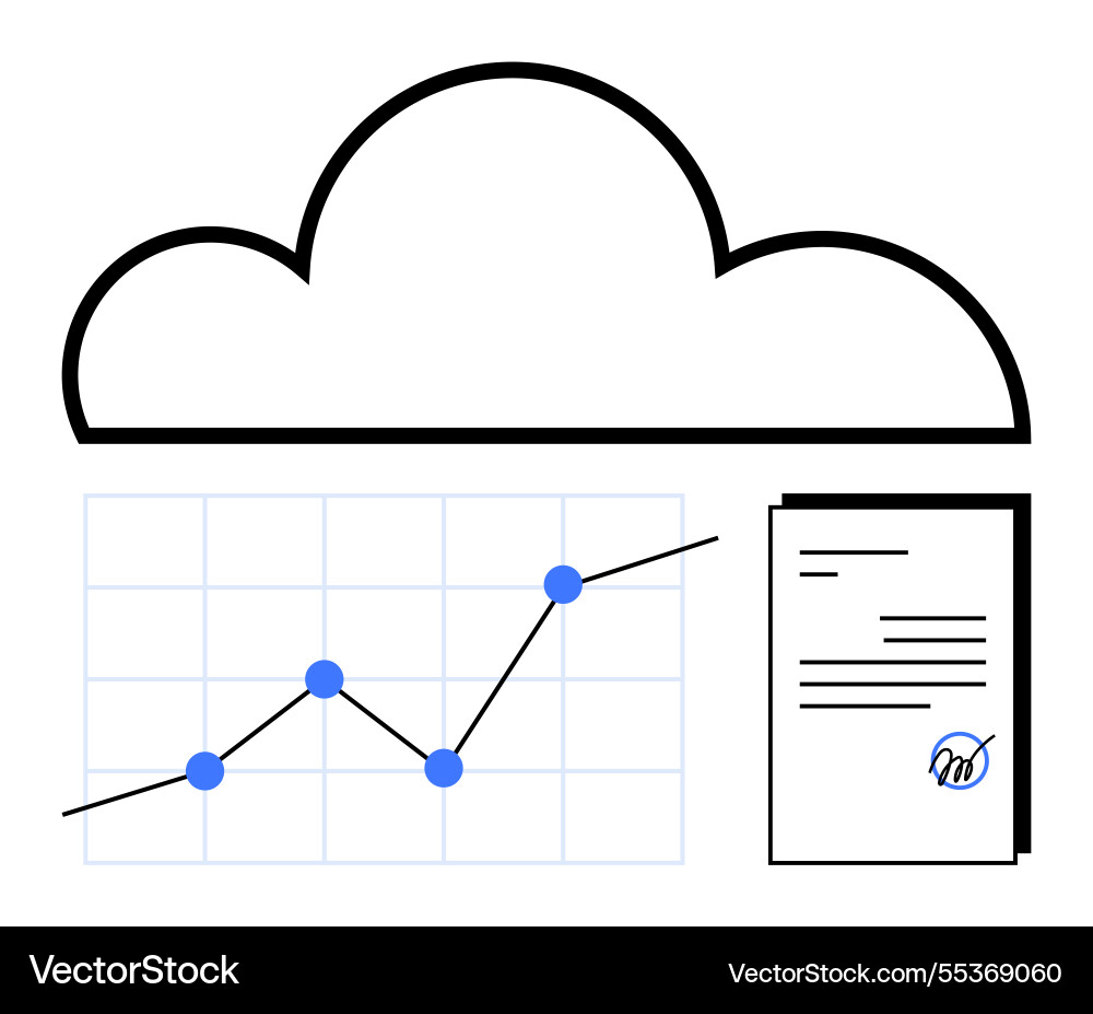 Cloud data analytics with growth chart and digital Cloud data analytics with growth chart and digital vector image