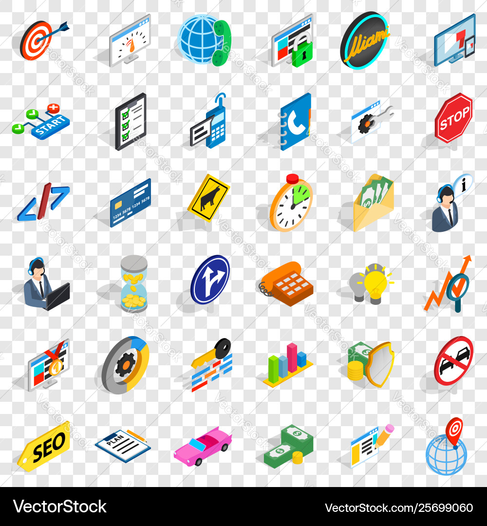 Computer icons set isometric style vector image