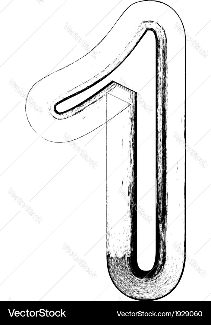 Grunge font number 1 Vector Image