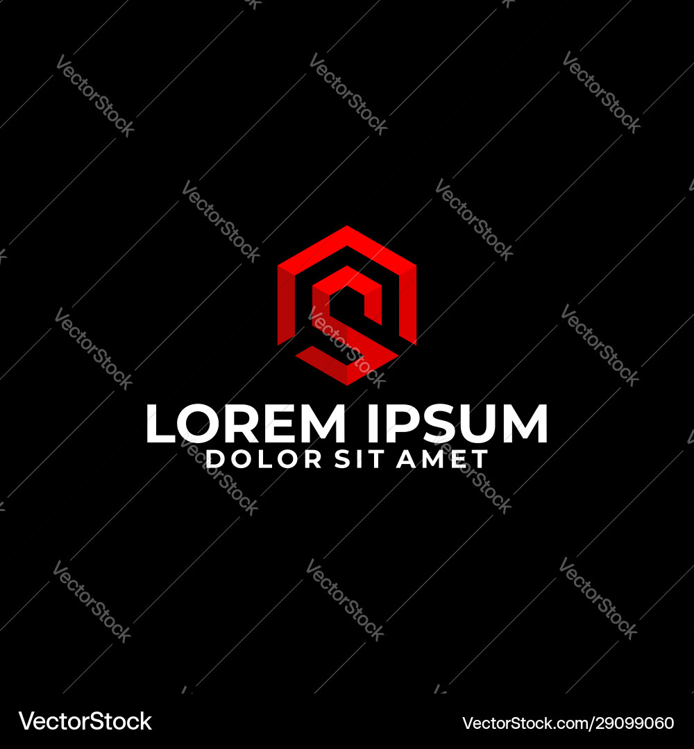Hexagonal Initial Logo with 3D Cube vector image