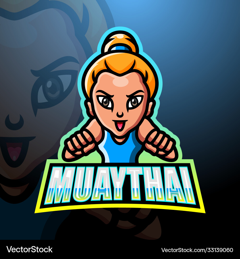 Muaythai mascot esport logo design vector image