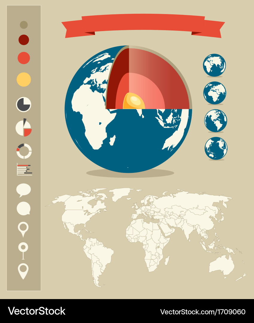 Retro Globe Elements Set Vector Image