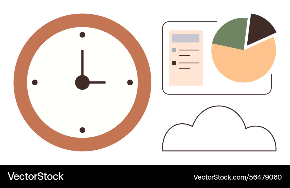 Time management concept with clock data chart vector image