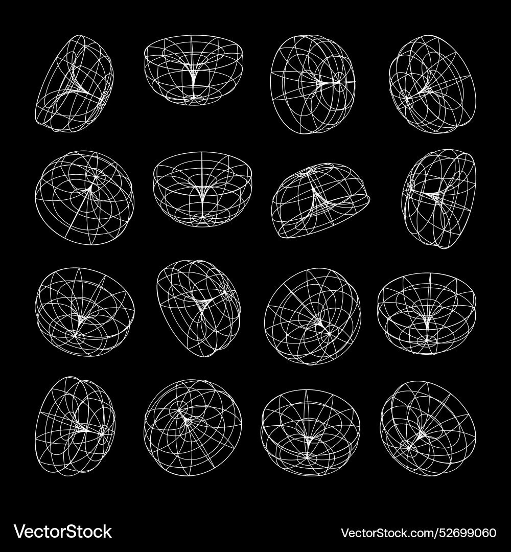 Wireframe lined shapes perspective mesh 3d grid Wireframe lined shapes perspective mesh 3d grid vector image