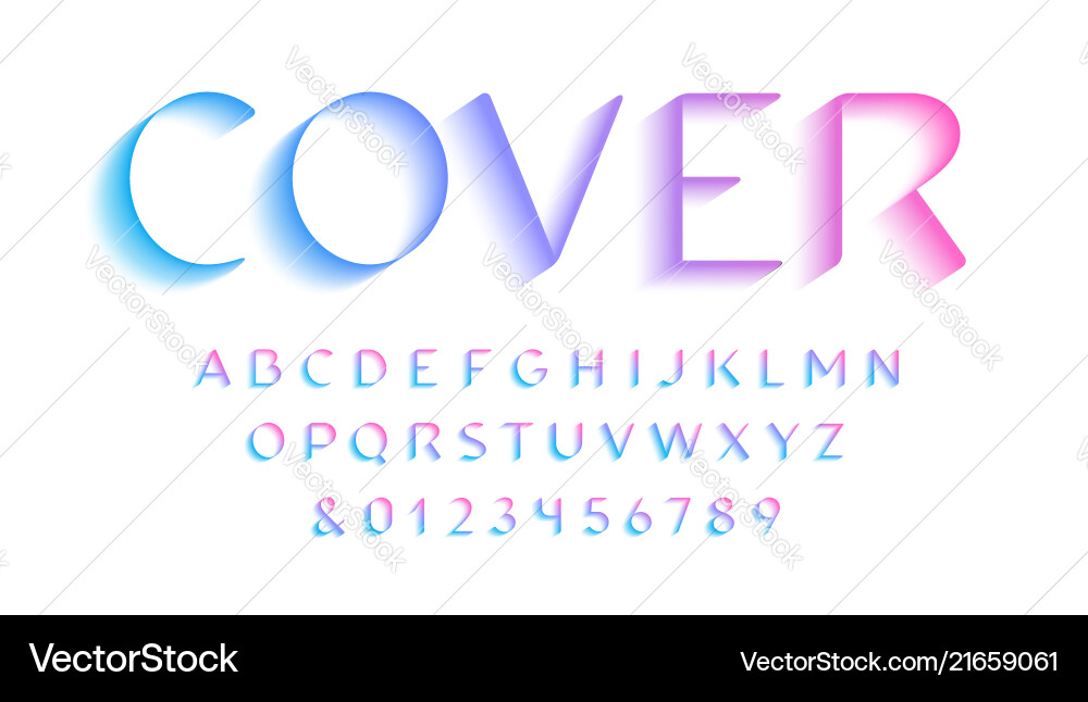 3D Font Alphabet - Latin & Numbers vector image