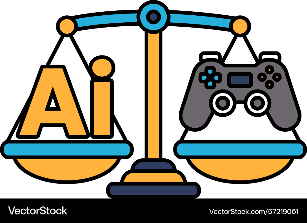A scale with the word ai on one side and video A scale with the word ai on one side and video vector image
