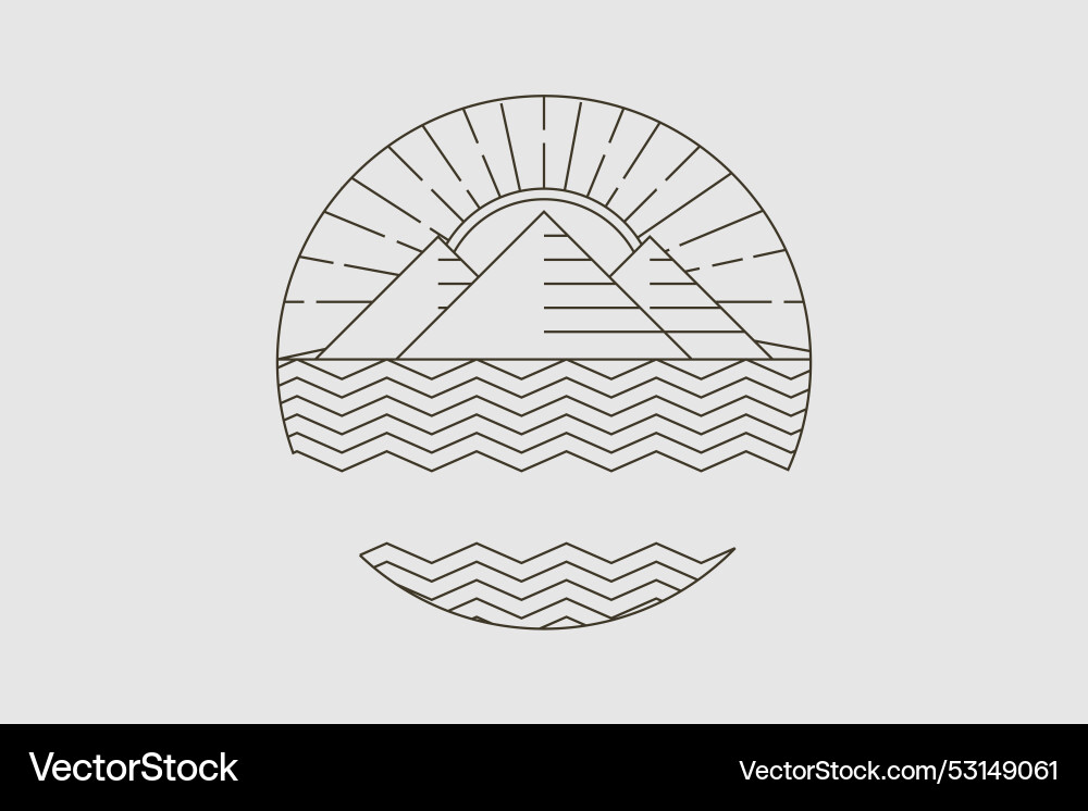 A vintage outline logo with mountains sea waves A vintage outline logo with mountains sea waves vector image