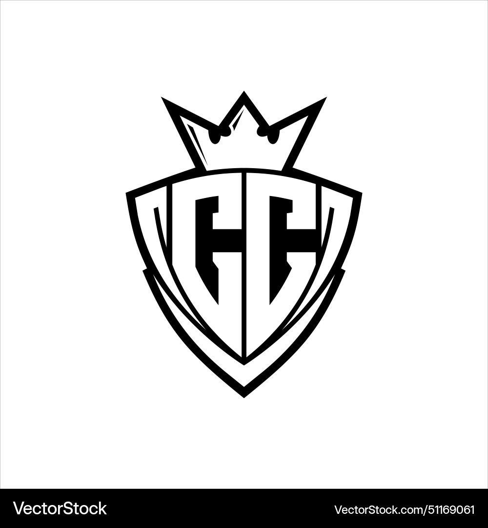 Cc letter logo with sharp triangle shield shape Vector Image